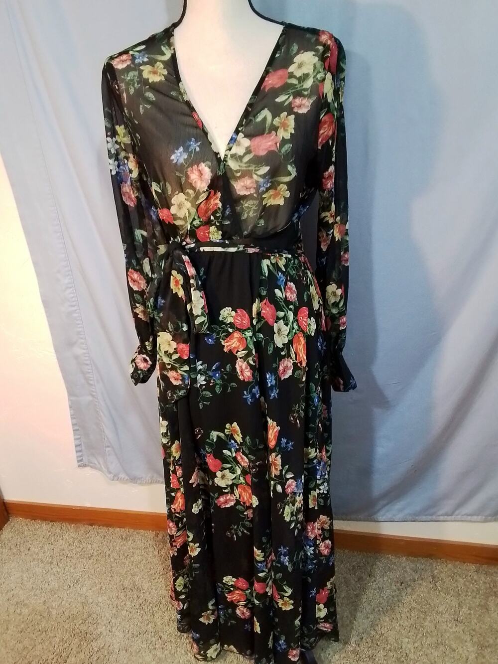 Spy Zone Exchange Sheer black dress with floral design
